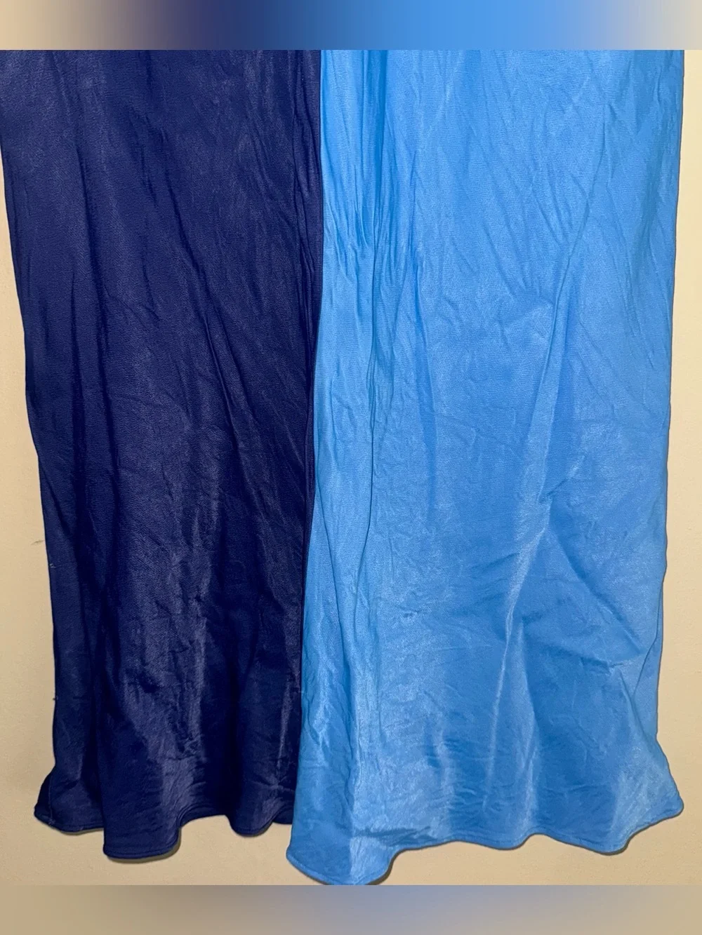 Anthropologie Blue Two Tone Color-block Tilda Maxi Slip Skirt Size XL